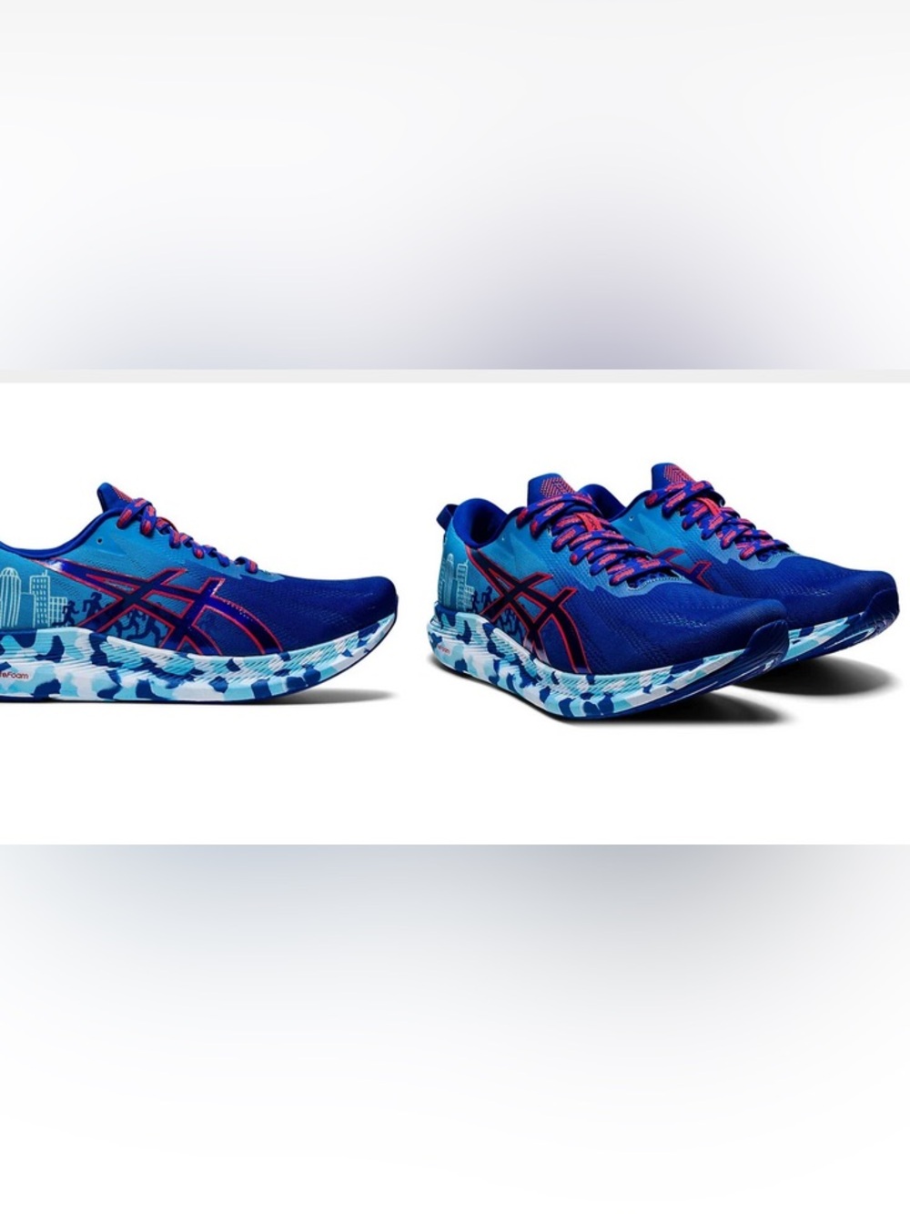 Asics Blue Athletic Sneakers with Red Accents